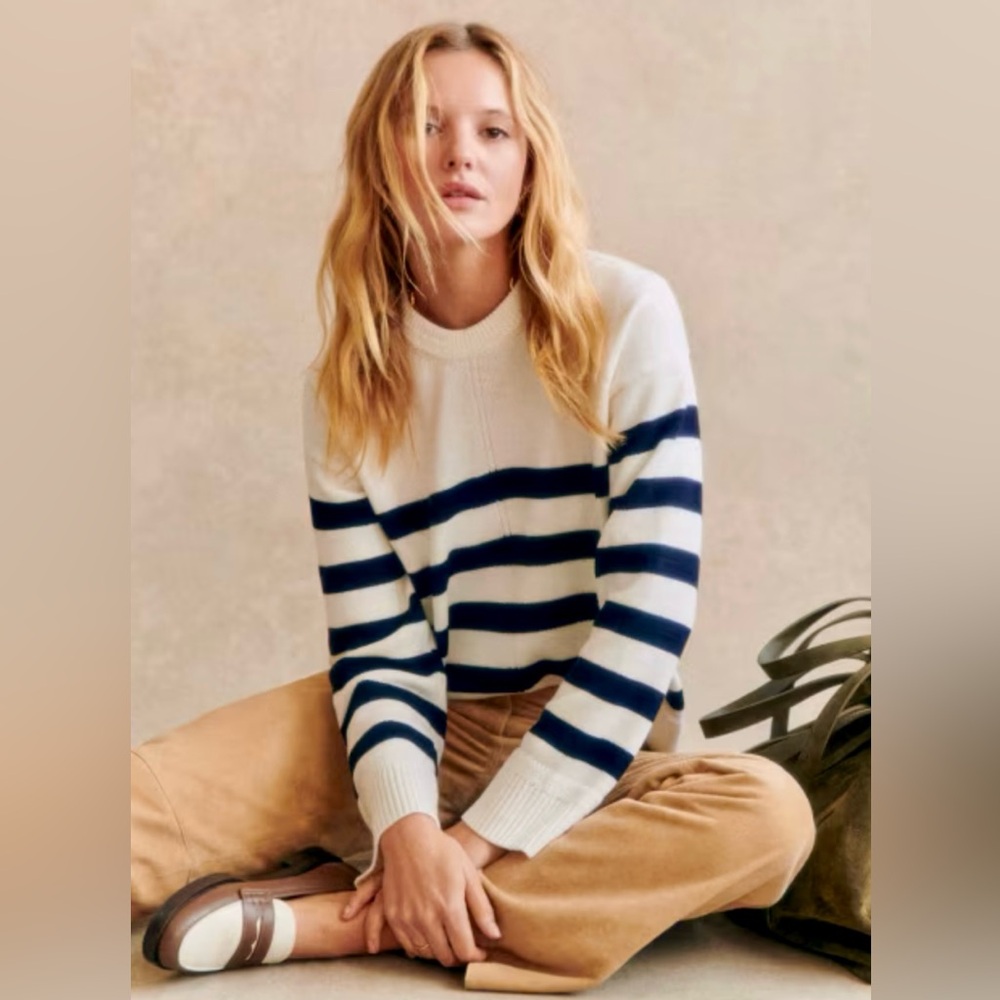 Sézane Striped Crew Neck Sweater